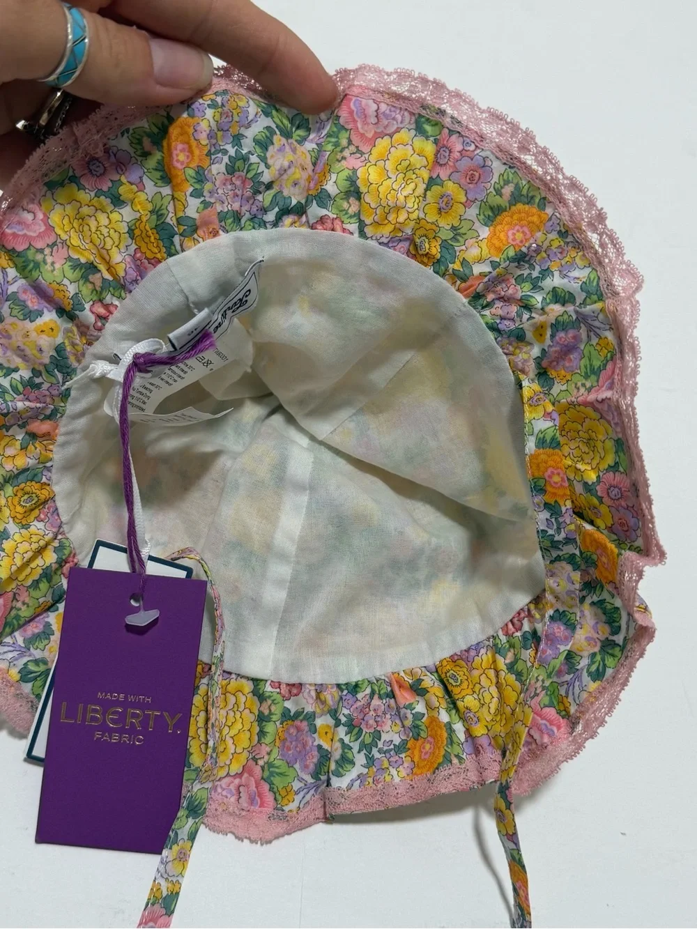 Tartine et Chocolate Liberty Fabtic Girls Floral Hat Sz 46 Baby NWT